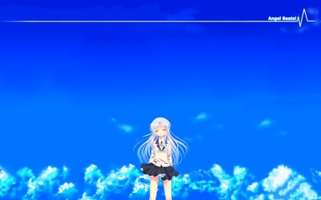 Angel Beats! - sky, clouds, blue, anime, angel beats, tachibana kanade, seifuku