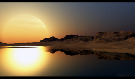 Simple Surrealism - 3d, water, reflection, sun