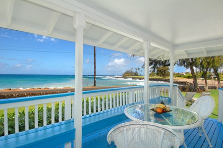 Simply Beautiful - chairs, view, table, sea, porch