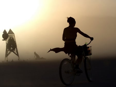 Riding in the sunset - ride, sunset, girl, wind