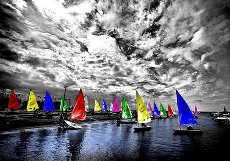 Water colors - sailing, water, hot, colors, sky