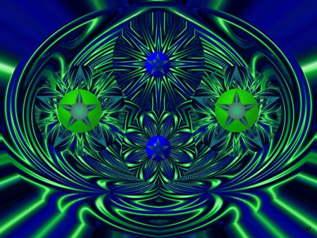 Blue and Green - fractal, abstract, collage, 3d, eye candy