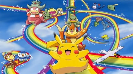 Pokemon - pokemon, rainbow, pikachu, slide