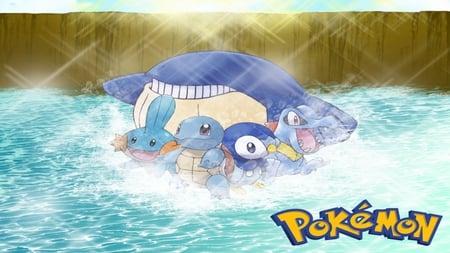 Pokemon - pokemon, totodile, mudkip, piplup, wailmer, squirtle