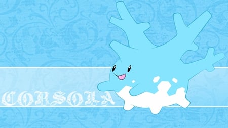 Pokemon - water, pokemon, corsola, blue