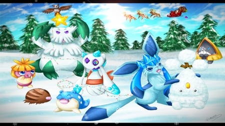 Pokemon - pokemon, snow, spheal, glacion, abomasnow