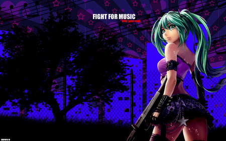 Fight for Music - hatsune, anime, miku, vocaloid