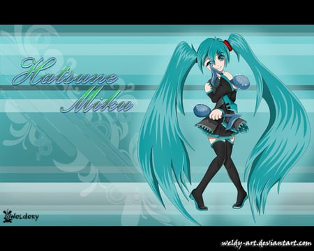 Hatsune Miku - hatsune miku, twintail, song notes, notes, vocaloids, hatsune, pretty, vocaloid, anime, miku, cute