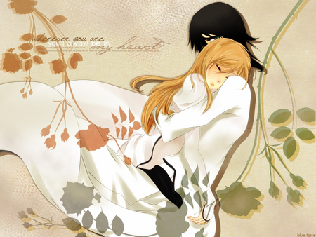 Wherever you are  you'll always be in my Heart - bleach, espada 4, long hair, black hair, orihime, loveorange hair, ulquiorra, pretty, flowers