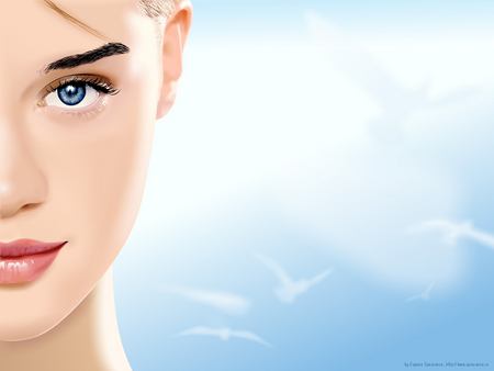 Vector Face - white, beautiful, lip, girl, hd, eye, vector, face