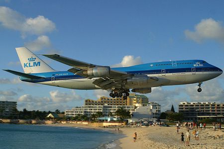 St Maarten Landing - caribbean, klm, st maarten, boeing 747