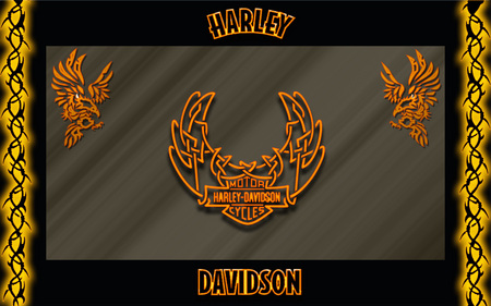 harley framed - black, harley, neon, davidson, orange