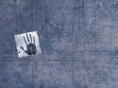 Handprint - blue, hand, print, wall