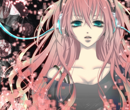 Vocaloid Megurine Luka - headphone, vocaloid, megurine luka, long hair, pink hair, aonoe, blue eyes