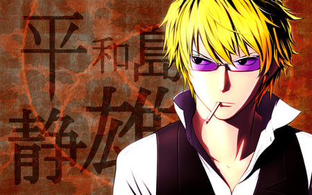 Heiwajima Shizuo - anime, shades, durarara, cigarette, yellow hair, heiwajima shizuo