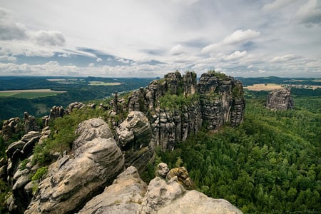 On the rocks - forests, nature, rocks, sky