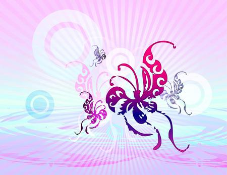 Oriental butterflies - circles, wings, white, wispy, stripes, pinks, oriental, purples, butterflies