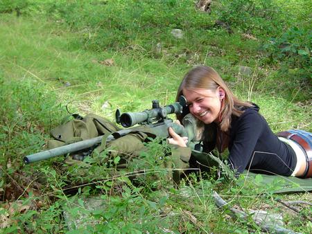 Sniper - sniper, girl, people, pretty, rifle