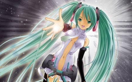 Hatsune Miku Append 01 - hatsune miku, stars, twintail, space, miku append, shiny, append 01, hatsune, vocaloids, pretty, vocaloid, beautiful, anime, miku, cute