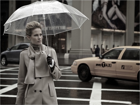 Step Drive - rain, road, taxi, female, umbrella, woman