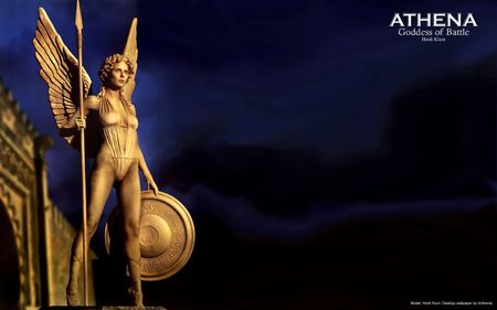 Athena Goddess of the Battle - beautiful, model, mythological, golden, statue