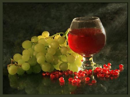 Pomegrante Wine - grapes, wine, pomegrante seeds, photography, still life, glass