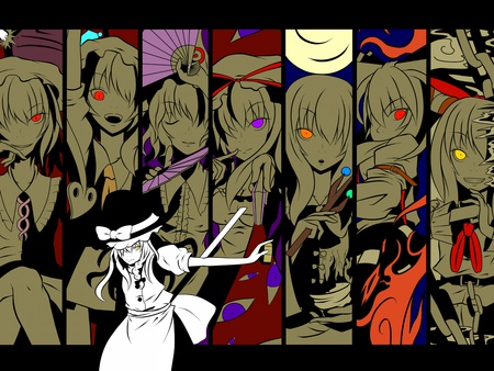 Touhou - remilia scarlet, ibuki suika, houraisan kaguya, flandre scarlet, saigyouji yuyuko, kirisame marisa, yakumo yukari, fujiwara no mokou