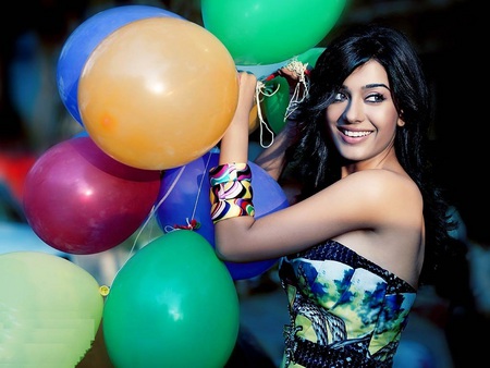 Artistic Flair - smile, colors, model, baloons