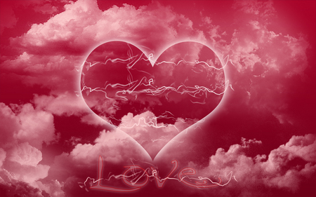 Love - clouds, heart, love, pink, sky