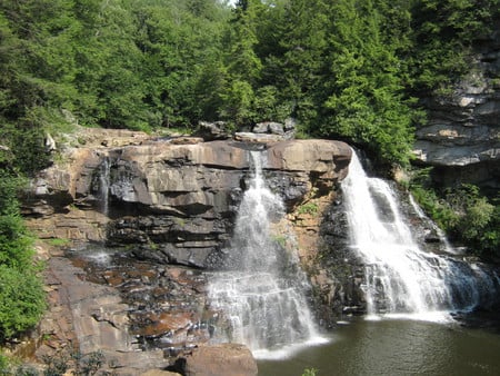 Tranquil - waterfalls, evergreens, rocks, wv