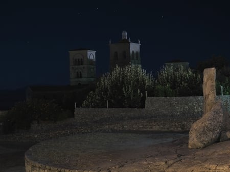 Trujillo church - night, church, spain, medieval