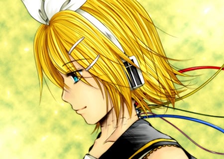 Kagamine Rin - rin, vocaloid, kagamine rin, anime, aqua eyes, yellow hair