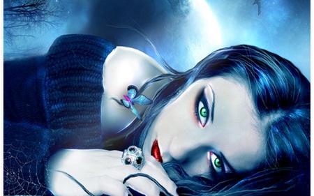 ABTRACT FACE - moon, cg, fantasy, abtract, blue, girl, face, 3d