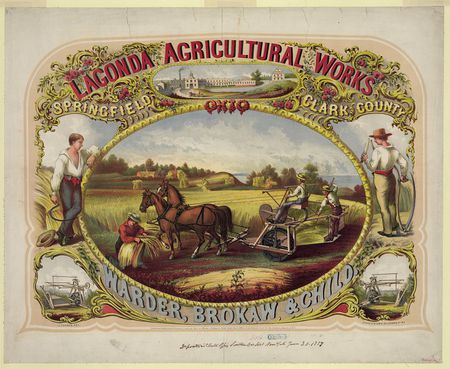 Lagonda's Agricultural Ad - advertising, men, horses, fields, old