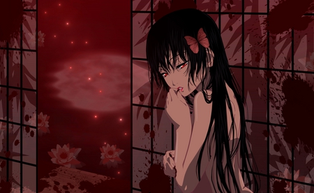 Jigoku Shoujo - enma ai, jigoku shoujo, anime, black hair, red eyes