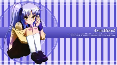 Tachibana Kanade - glasses, angel beats, anime, tachibana kanade, purple hair