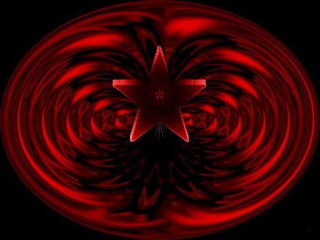 Red Star - fractal, abstract, collage, 3d, eye candy