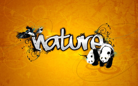 Nature - bright, nature, orange, panda