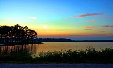 Reflections - reflections, refuge, sunset, water, beautiful, lake, sky