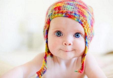 Just to make you smile - baby, multicolors, big blue eyes, smile, sweet, knit hat, cute