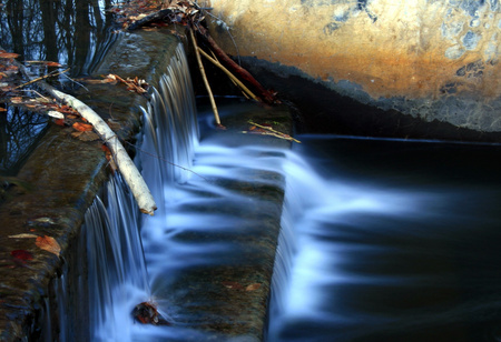 Go With The Flow - leaf, waterfall, stage, branch