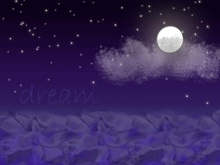 Dream - moon, dream, cloud, blue