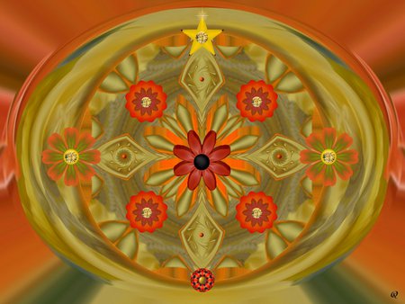 Autumn Star - eye candy, collage, 3d, fractal, abstract