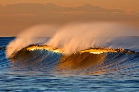 Golden Wave - sky, ocean, wave, gold