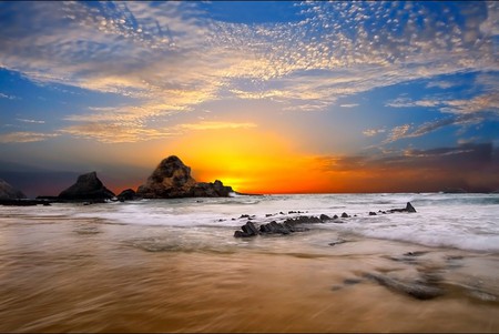 Another sunset - clouds, water, ocean, sun, sky