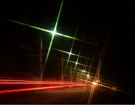 The street - traffic, speed, blur, lights, street lights