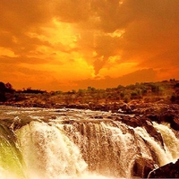 Sunset over the falls