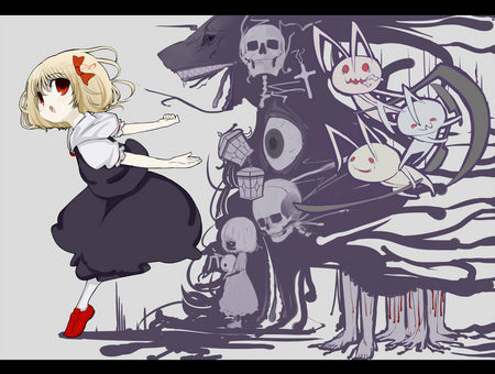 Huh? What are you lookin' at? - touhou, rumia, cute, ghosts, scary