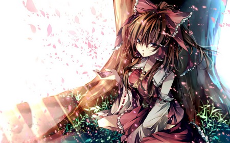 Hakurei Reimu, who else? - miko, touhou, tree, ribbon, hakurei reimu