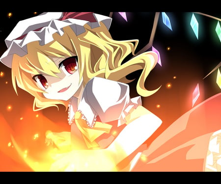 Cute little Vampire - vampire, touhou, flandre scarlet, fire, red eyes